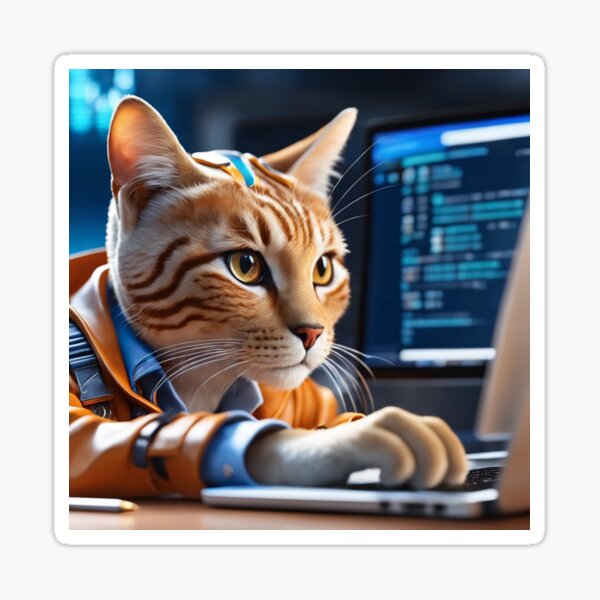 Item preview, programmer cat designed and sold by CodeCrush.