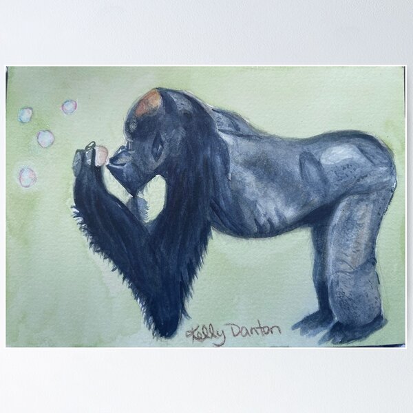 Gorilla blowing bubbles Poster