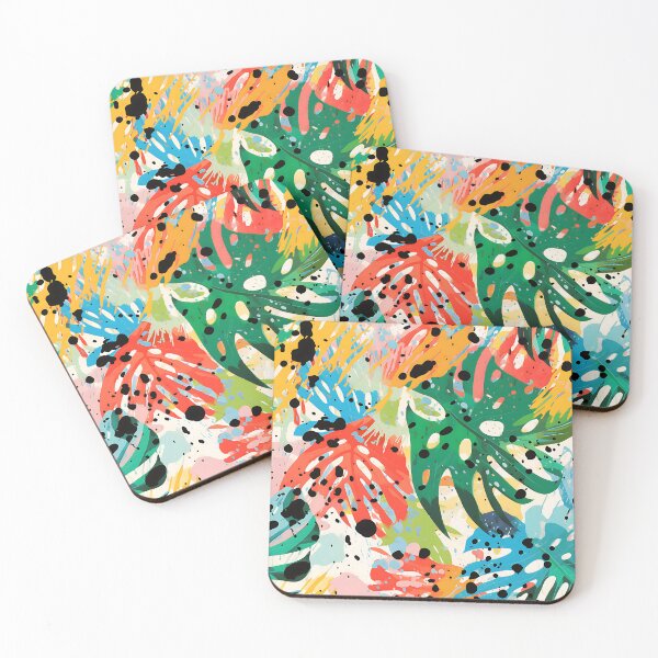 Item preview, Monstera Tropical Leaves Abstract Jungle Mural designed and sold by HisoTorDesign.