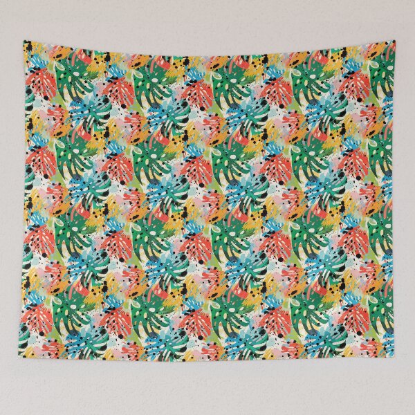 Item preview, Monstera Tropical Leaves Abstract Jungle Mural designed and sold by HisoTorDesign.