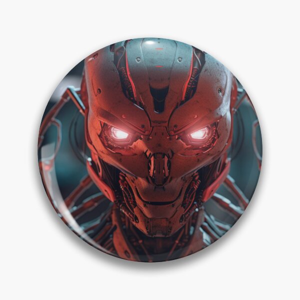 Artikelvorschau, Mechanical Menace – Red-Eyed Automaton Portrait entworfen und verkauft von SmartDesignByBB.