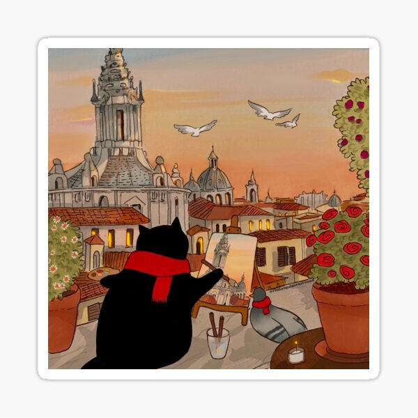 Item preview, Stanis Painting Roman Roofs  designed and sold by Stanis the Cat.