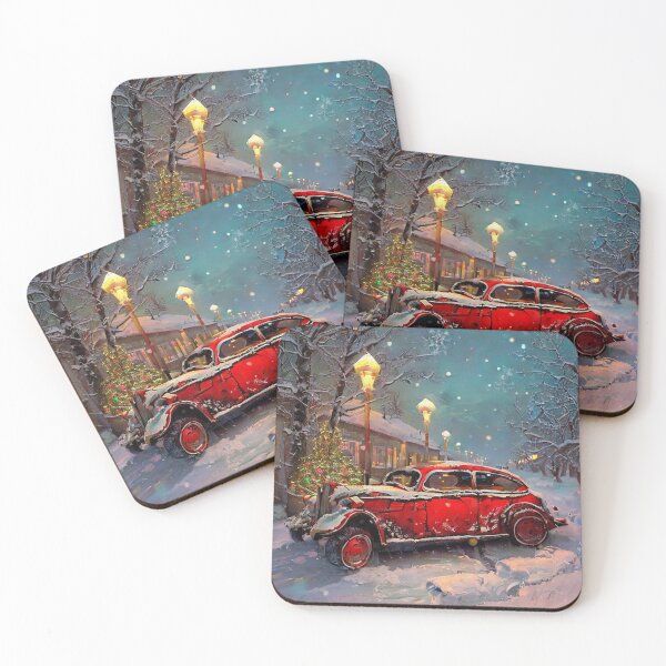 Item preview, Vintage Rusty Car in Snowy Street with Christmas Decorations designed and sold by Kenny8716.
