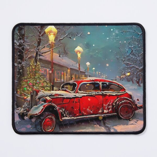 Item preview, Vintage Rusty Car in Snowy Street with Christmas Decorations designed and sold by Kenny8716.