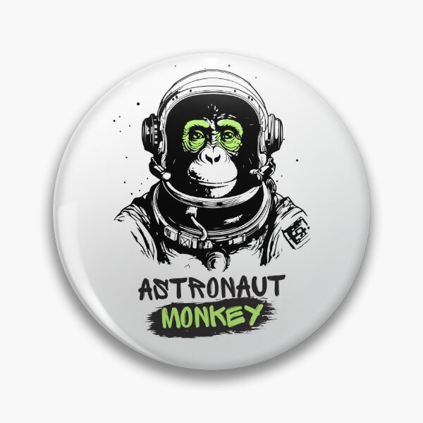 Item preview, Black Green Astronaut Monkey Illustrative Typographic designed and sold by TayyarProduct.