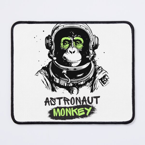 Item preview, Black Green Astronaut Monkey Illustrative Typographic designed and sold by TayyarProduct.