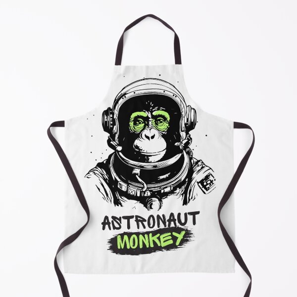 Item preview, Black Green Astronaut Monkey Illustrative Typographic designed and sold by TayyarProduct.