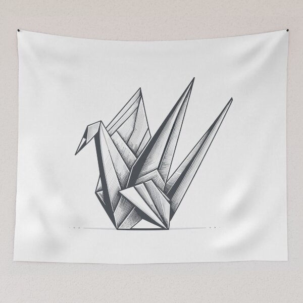 Item preview, Origami style illustration of a crane designed and sold by LongIslandDesgn.