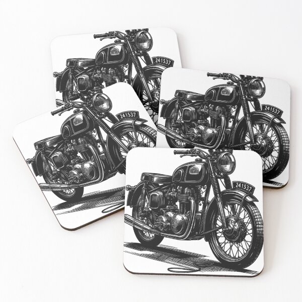 Item preview, Monochrome sketch of a classic motorcycle designed and sold by LongIslandDesgn.