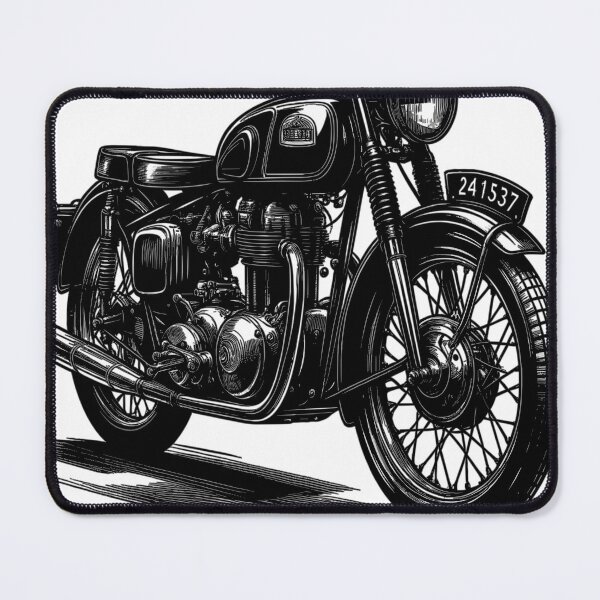 Item preview, Monochrome sketch of a classic motorcycle designed and sold by LongIslandDesgn.
