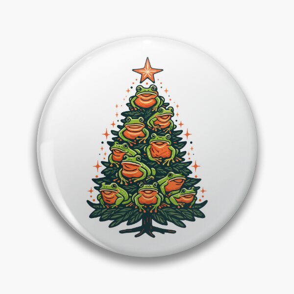 Item preview, Festive Croak Canopy - Frogs on Xmas Tree designed and sold by EmeraldeaArt.