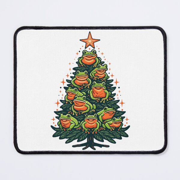 Item preview, Festive Croak Canopy - Frogs on Xmas Tree designed and sold by EmeraldeaArt.