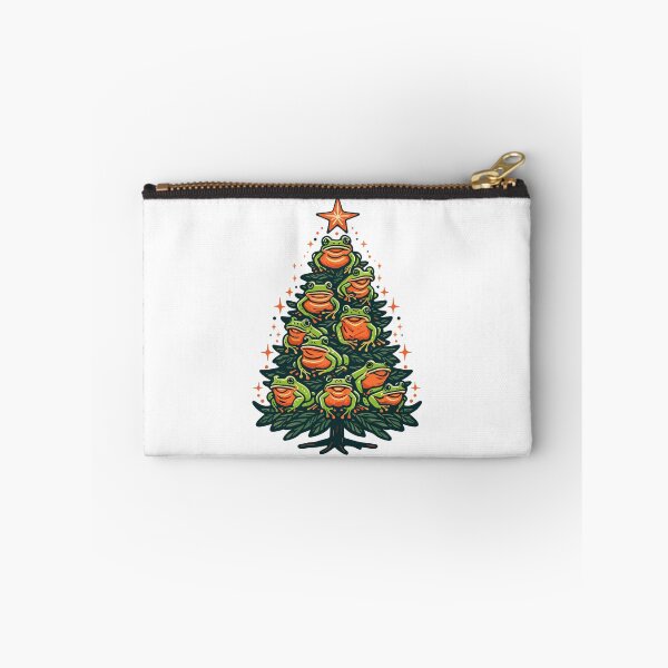 Item preview, Festive Croak Canopy - Frogs on Xmas Tree designed and sold by EmeraldeaArt.