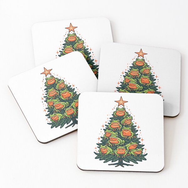 Item preview, Festive Croak Canopy - Frogs on Xmas Tree designed and sold by EmeraldeaArt.