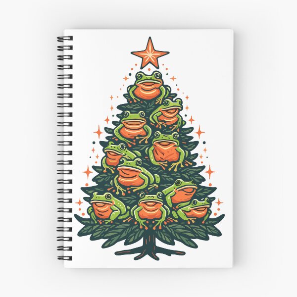 Item preview, Festive Croak Canopy - Frogs on Xmas Tree designed and sold by EmeraldeaArt.