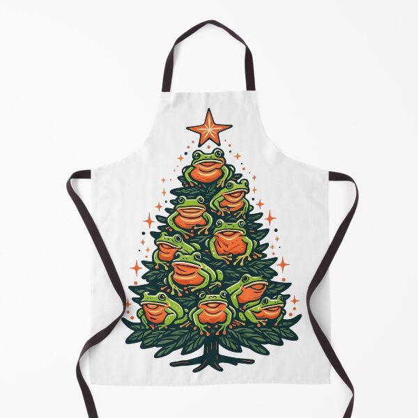 Item preview, Festive Croak Canopy - Frogs on Xmas Tree designed and sold by EmeraldeaArt.