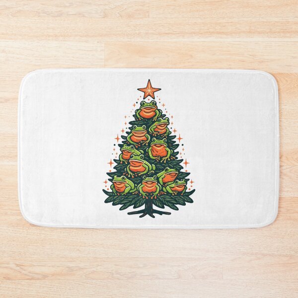 Item preview, Festive Croak Canopy - Frogs on Xmas Tree designed and sold by EmeraldeaArt.