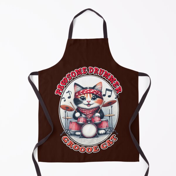 Item preview, Cute and Funny Cat Groovy Drummer designed and sold by Witsprings.