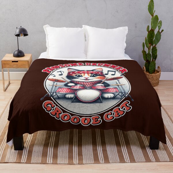 Item preview, Cute and Funny Cat Groovy Drummer designed and sold by Witsprings.