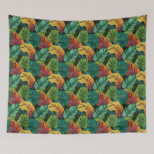 Item preview, Monstera Tropical Leaves Abstract Jungle Tapestry designed and sold by HisoTorDesign.