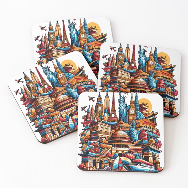 Item preview, World famous landmarks collage designed and sold by LongIslandDesgn.