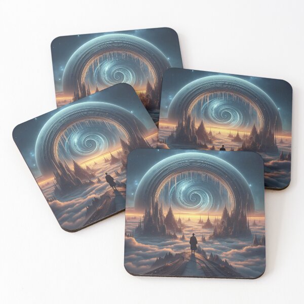 Item preview, Surreal landscape of a man standing in front of a portal 2 designed and sold by DragonPurple.