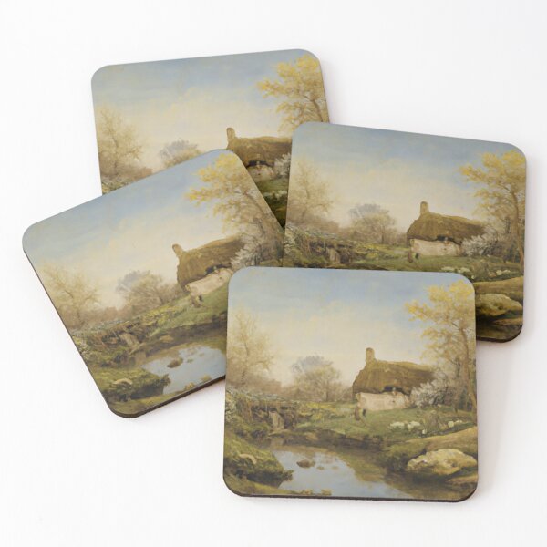 Item preview, Springtime English Thatched Cottage Painting Georgian Era Art designed and sold by MeadowFarmPrint.
