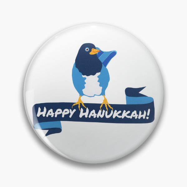 Item preview, HAPPY HANUKKAH Bird in Blue on Ribbon Banner from Hand Cut Paper designed and sold by Susan Prolman.