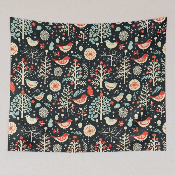Item preview, Retro Chrismas Birds Pattern designed and sold by SecretDicer.