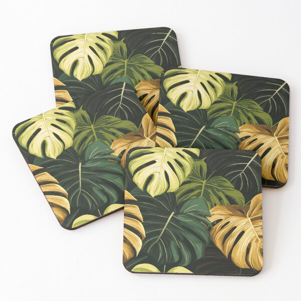 Item preview, Monstera Tropical Leaves on a Black Background designed and sold by HisoTorDesign.