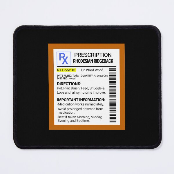 Item preview, RX Prescription Rhodesian Ridgeback Funny Dog Gift  designed and sold by Guarddogdrive.