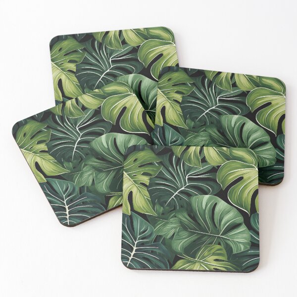 Item preview, Monstera Tropical Leaves on a Black Background designed and sold by HisoTorDesign.