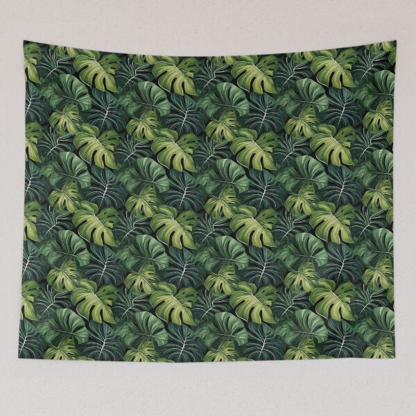 Item preview, Monstera Tropical Leaves on a Black Background designed and sold by HisoTorDesign.