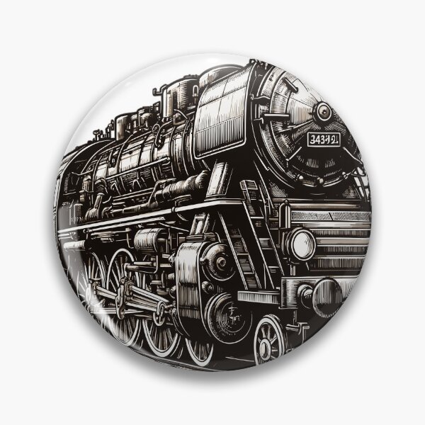 Item preview, Detailed sketch of a steam locomotive designed and sold by LongIslandDesgn.