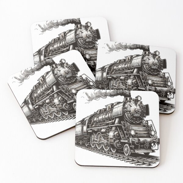 Item preview, Detailed sketch of a steam locomotive designed and sold by LongIslandDesgn.
