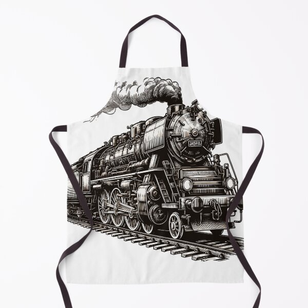 Item preview, Detailed sketch of a steam locomotive designed and sold by LongIslandDesgn.