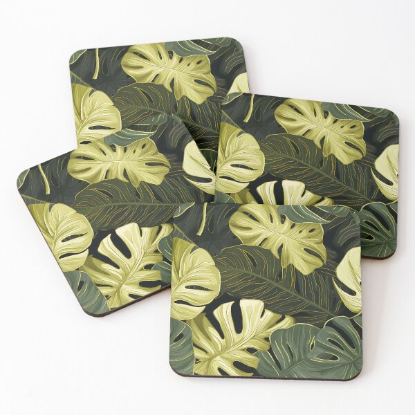 Item preview, Monstera Tropical Leaves on a Dark Background designed and sold by HisoTorDesign.
