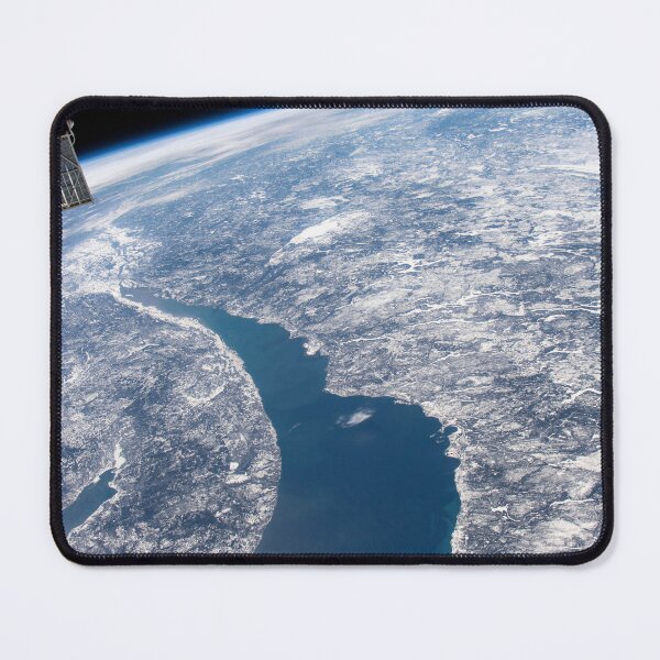 Item preview, STK205085S-Manicouagan Crater (right center) and the St. Lawrence River in Quebec. designed and sold by StocktrekImages.