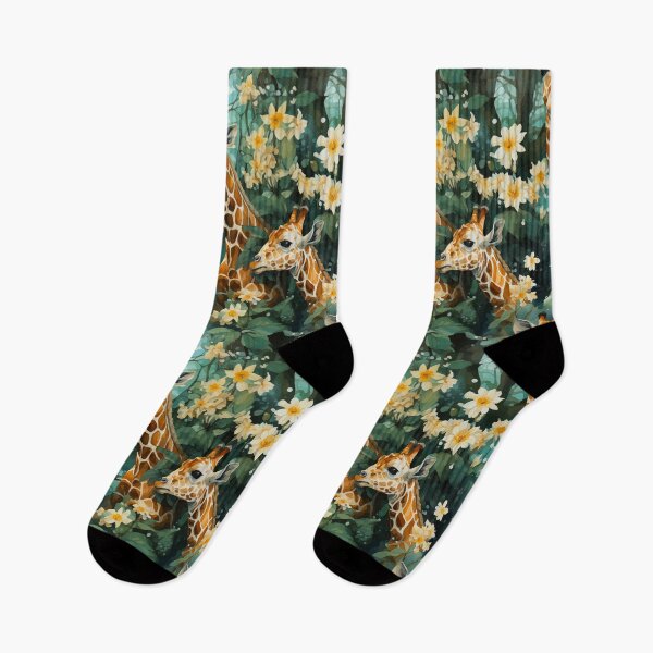 Item preview, Giraffes in Floral Forest Pattern designed and sold by Blue-Banana.