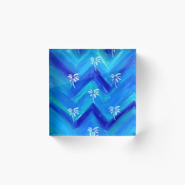 Blue Palm Tree pattern Acrylic Block
