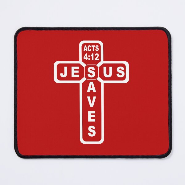 Item preview, jesus saves - bible verse from Acts 4 12 - christian typography white outline design designed and sold by ZechJohnRB.