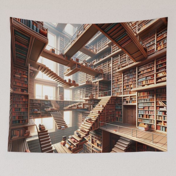 Item preview, Whimsical Gravity-Defying Library designed and sold by divinedeco1925.