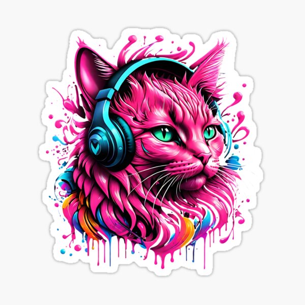 Pink Cute Music - Headphones  Sticker for Sale by KarolinaPaz