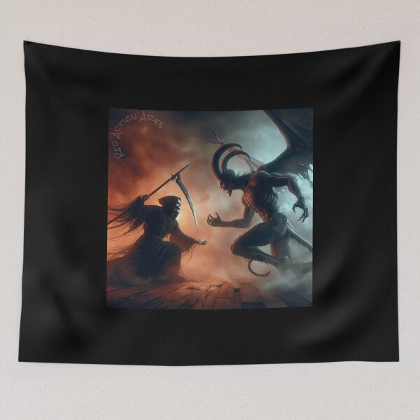 Item preview, "Bring It On" Grim Reaper vs Demon designed and sold by RedActionArts.