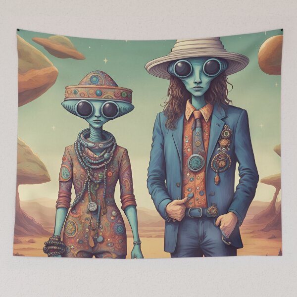 Item preview, Alien Hippie Couple designed and sold by Roanemermaid.