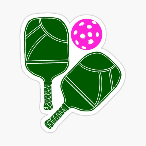 Pickleball and Paddle Pink and Green Sticker