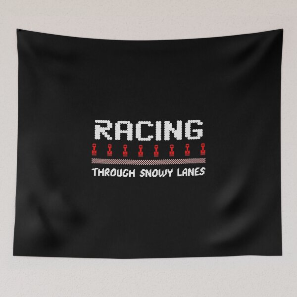 Item preview, Racing Through Snowy Lanes Funny Holiday Christmas Winter Piston Rod Checkered Flag Motorsports Xmas Racer designed and sold by CarantinedChaos.