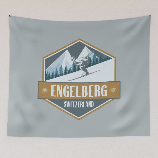Item preview, Engelberg Switzerland Vintage Skiing Design designed and sold by CynthiaGraphics.