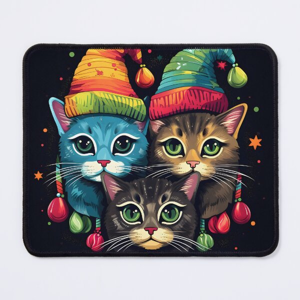 Item preview, Colorful Holiday Christmas cats designed and sold by dcrc.
