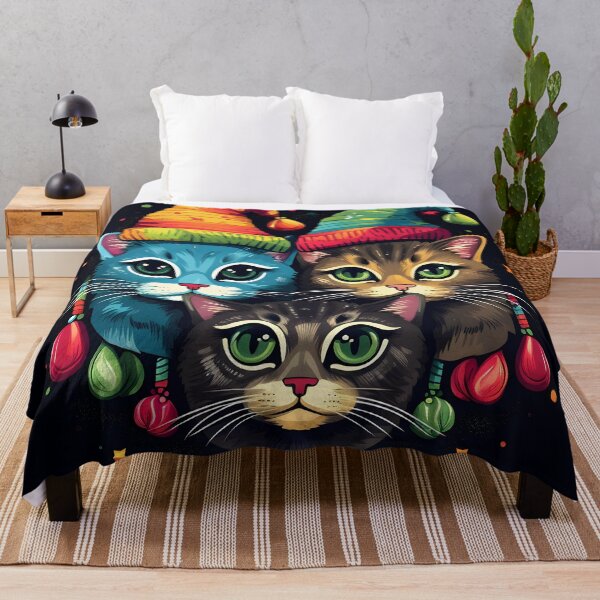 Item preview, Colorful Holiday Christmas cats designed and sold by dcrc.